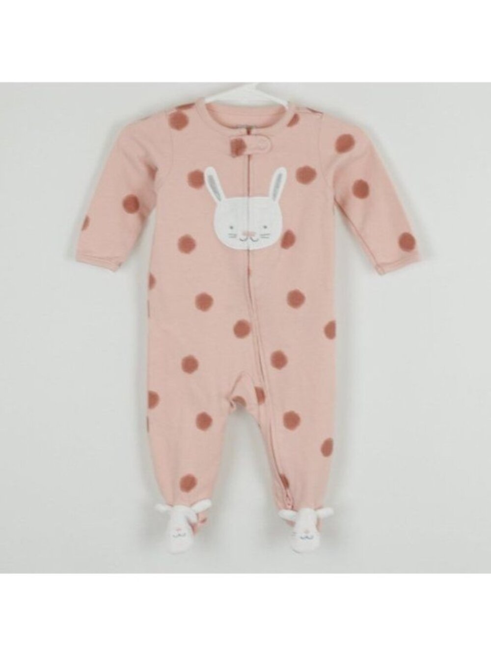 Carter's Infant Size 6 Months Pink Polka Dot Bunny Full Zip Footie Pajamas